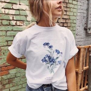 Brandy Melville Floral Graphic White T-Shirt